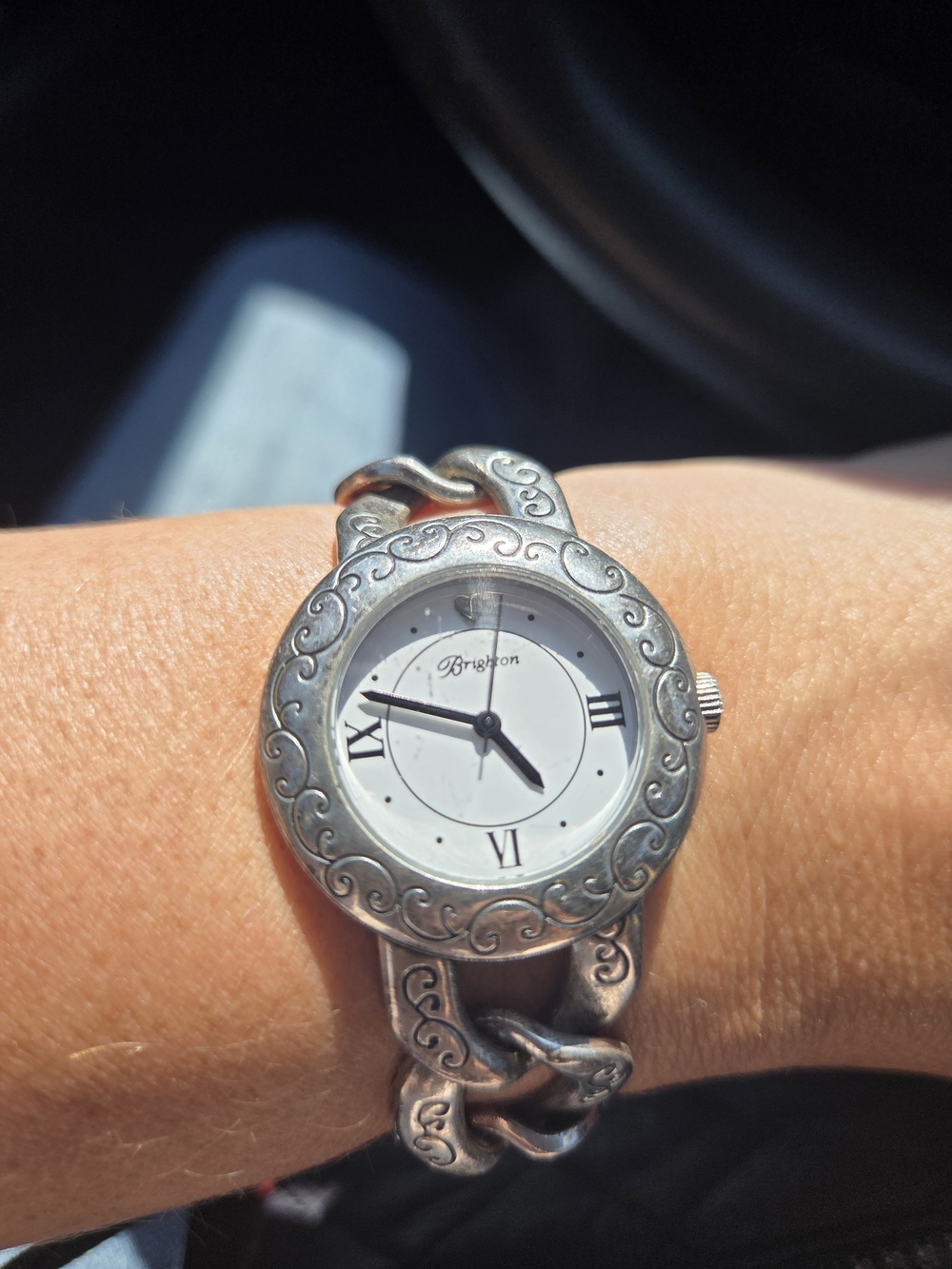 Brighton Silver Swirl Bracelet Watch - White Dial